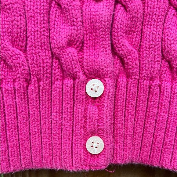 Ralph Lauren Girls Pink Preppy Cable Knit Long Sleeve Button Up Cardigan 2 2T - Picture 7 of 13